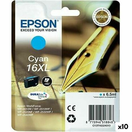 Originele inktcartridge Epson DURABRITE ULTRA INK - Nº16XL Cyaan (10 Stuks) 1