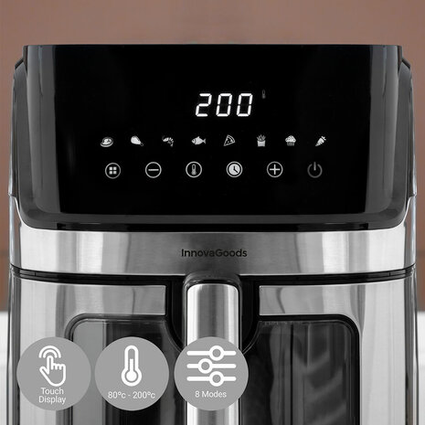 Airfryer InnovaGoods Fryinn View 6500 Zwart 1700 W 6,5 L Roestvrij staal 5