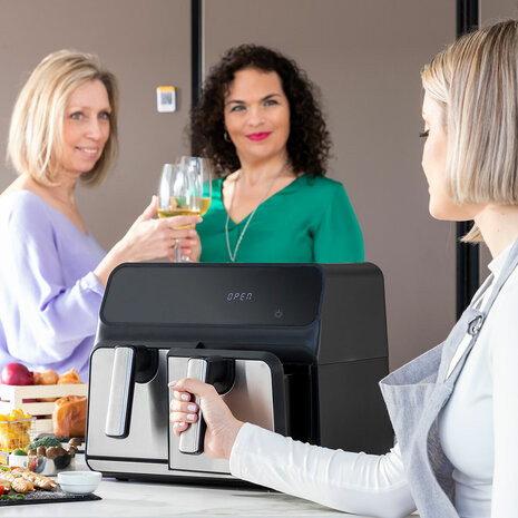 Airfryer InnovaGoods Fryinn Double 8000 Zwart 3400 W 8 L Roestvrij staal 3