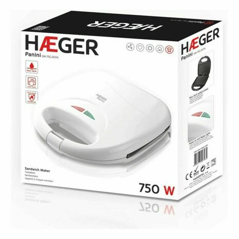 Tosti-ijzer Haeger SM-75G.007A Wit 750 W 2