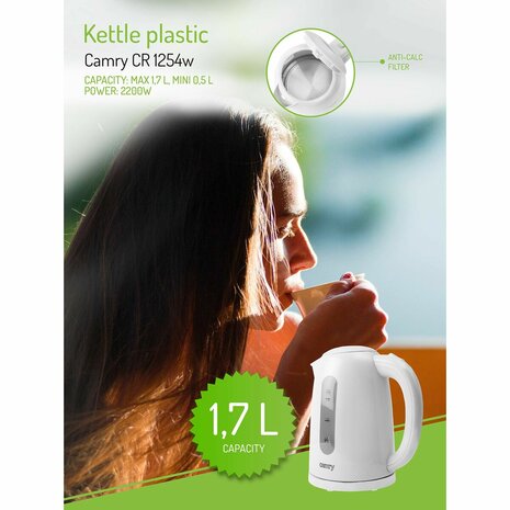 Waterkoker Adler CR 1254W Wit Plastic 2200 W 1,7 L 3