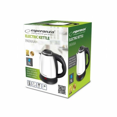Waterkoker Esperanza EKK128W Wit Zwart Roestvrij staal Plastic 1350 W 1 L 2