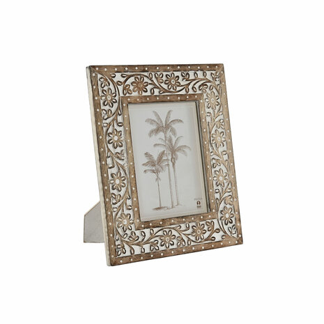 Fotolijsten Home ESPRIT Wit Natuurlijk Kristal Mangohout Indiaas 26,5 x 2 x 31,5 cm 1