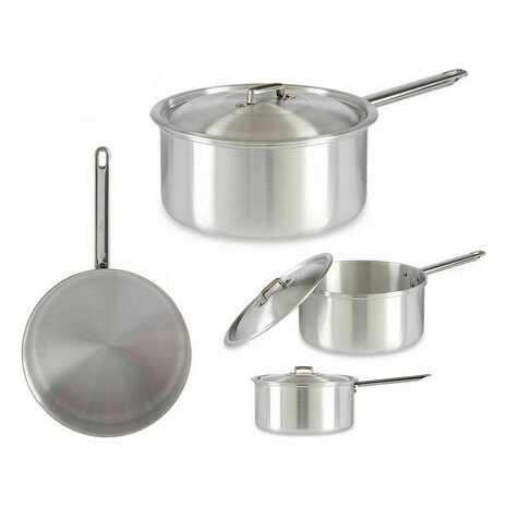 Sauspan met deksel Ø 24 cm Zilverkleurig Aluminium 5 L (10 Stuks) 2