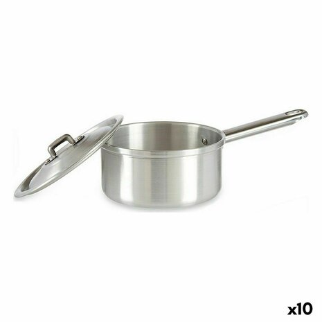 Sauspan met deksel Ø 14 cm Zilverkleurig Aluminium 1 L (10 Stuks) 1