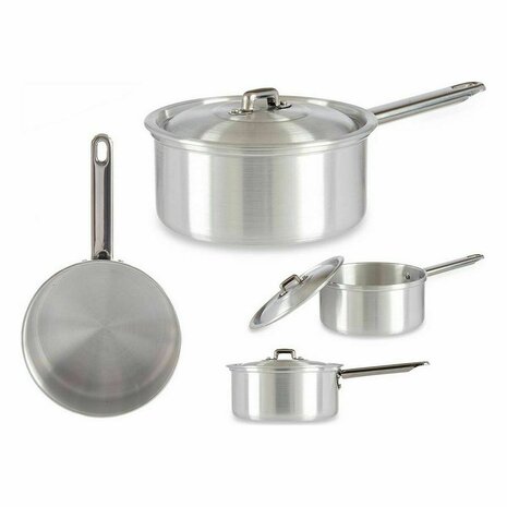 Sauspan met deksel Ø 16 cm Zilverkleurig Aluminium 1,5 L (10 Stuks) 2