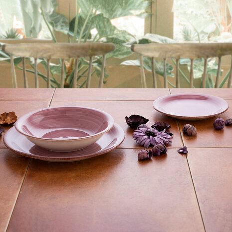 Diep bord Quid Vita Peoni Keramisch Roze Ø 21,5 cm (12 Stuks) 3