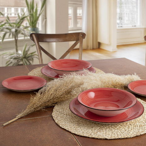 Diep bord Quid Vita Keramisch Rood (ø 21,5 cm) (12 Stuks) 3