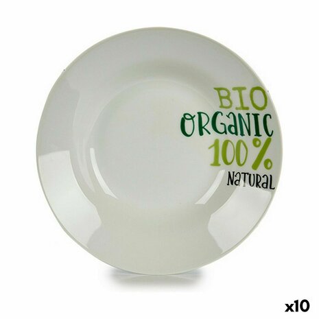 Diep bord Organic Wit Groen Ø 20,6 cm Porselein (10 Stuks) 1