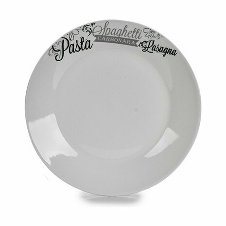 Dinerbord Ø 24,4 cm Wit Zwart Porselein Pasta (10 Stuks) 2