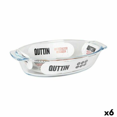 Serveerschaal Quttin 725 ml Glas Ovalen (6 Stuks) 1