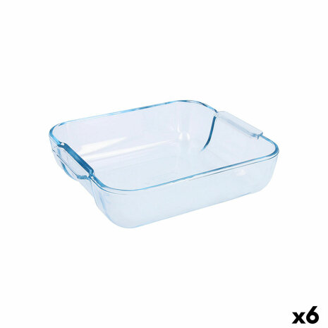 Serveerschaal Pyrex Classic Vierkant Transparant Glas 25 x 22 x 6 cm (6 Stuks) 1
