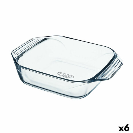 Serveerschaal Pyrex Irresistible Vierkant Transparant Glas 6 Stuks 29,2 x 22,7 x 6,8 cm 1