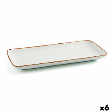 Serveerschaal Ariane Terra Rechthoekig Keramisch Beige (28 x 14 cm) (6 Stuks) 1