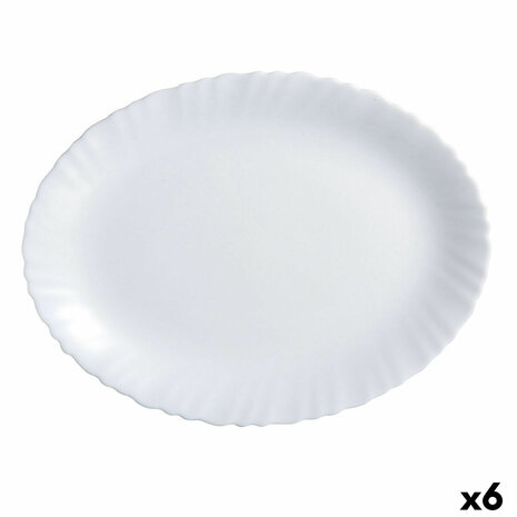 Serveerschaal Luminarc Feston Ovalen Wit Glas (Ø 33 cm) (6 Stuks) 1