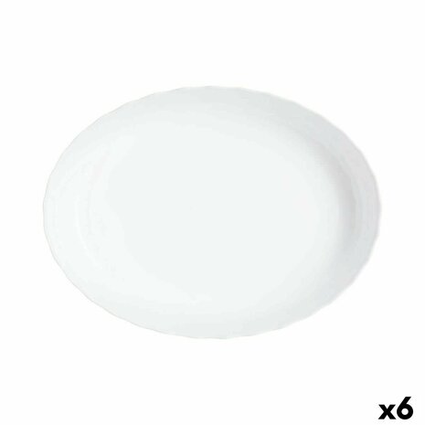Serveerschaal Luminarc Trianon Ovalen Wit Glas 31 x 24 cm (6 Stuks) 1