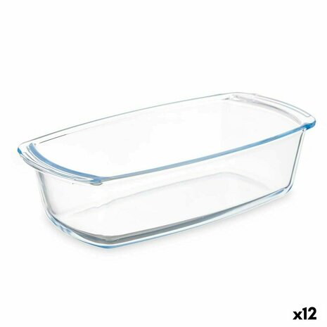 Serveerschaal Met handvatten Transparant Borosilicaatglas 1,6 L 27 x 7,2 x 14 cm (12 Stuks) 1