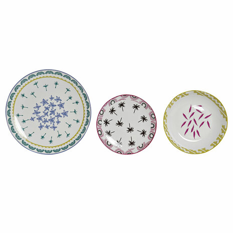 Serviesset DKD Home Decor Blauw Multicolour Turkoois Porselein Koloniaal Afrikaan 27 x 27 x 2,5 cm 18 Onderdelen (18 pcs) 1