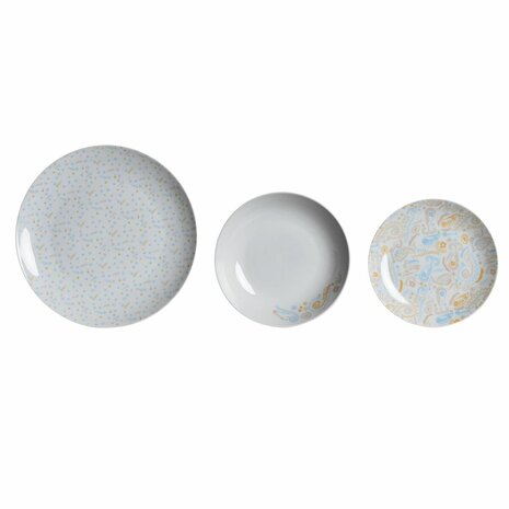Serviesset DKD Home Decor Blauw Wit Roze Porselein 18 Onderdelen 27 x 27 x 3 cm (2 Stuks) 1