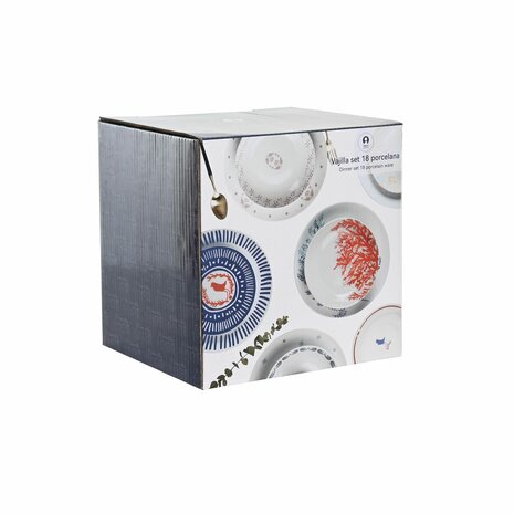 Serviesset DKD Home Decor Blauw Wit Roze Porselein 18 Onderdelen 27 x 27 x 3 cm (2 Stuks) 4
