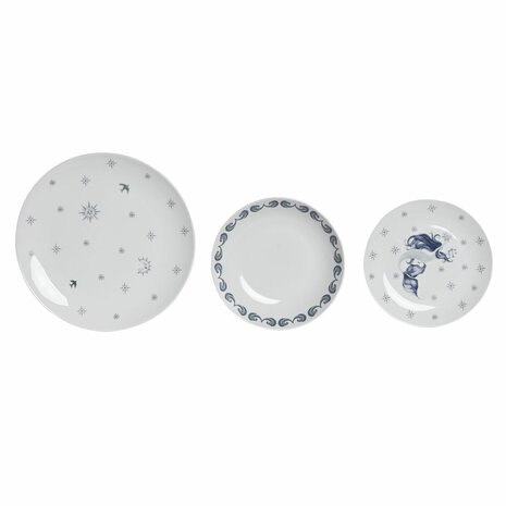 Serviesset DKD Home Decor Blauw Wit Porselein 18 Onderdelen 27 x 27 x 3 cm (2 Stuks) 1