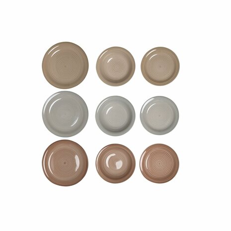 Serviesset DKD Home Decor Bruin Grijs Keramiek 18 Onderdelen 26,5 x 26,5 x 3 cm 1
