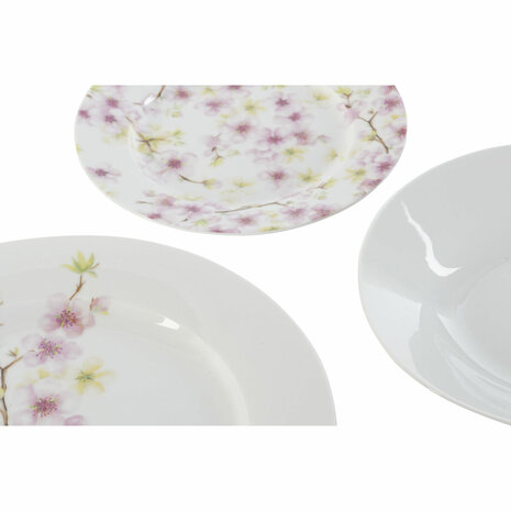 Serviesset Home ESPRIT Wit Groen Roze Porselein 18 Onderdelen 27 x 27 x 2 cm 2