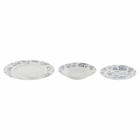 Serviesset Home ESPRIT Blauw Porselein Gebloemd 18 Onderdelen 27 x 27 x 2 cm 1