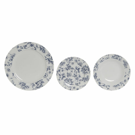 Serviesset Home ESPRIT Blauw Porselein Gebloemd 18 Onderdelen 27 x 27 x 2 cm 5