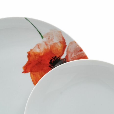 Serviesset 18 Onderdelen Porselein 1 cm Papaver 5