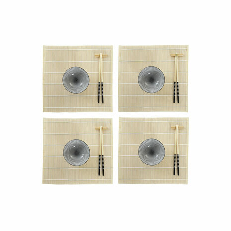 Sushi set DKD Home Decor 14,5 x 14,5 x 31 cm Zwart Keramiek Orientaals (16 Onderdelen) 1