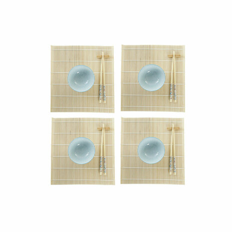Sushi set DKD Home Decor 14,5 x 14,5 x 31 cm Blauw Wit Keramiek Orientaals (16 Onderdelen) 1