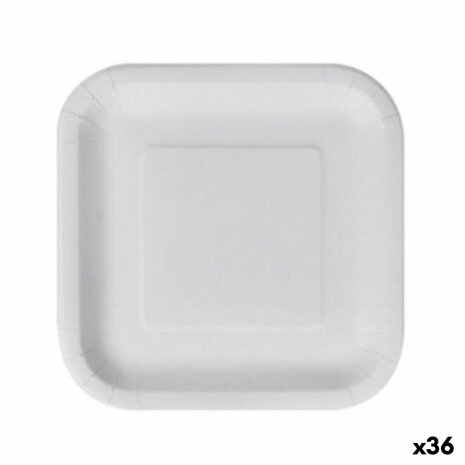 Bordenset Algon Wegwerp Wit Karton Vierkant 23 cm (36 Stuks) 1