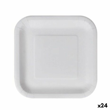 Bordenset Algon Wegwerp Wit Karton Vierkant 23 cm (24 Stuks) 1
