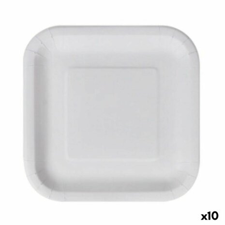 Bordenset Algon Wegwerp Wit Karton Vierkant 23 cm (10 Stuks) 1