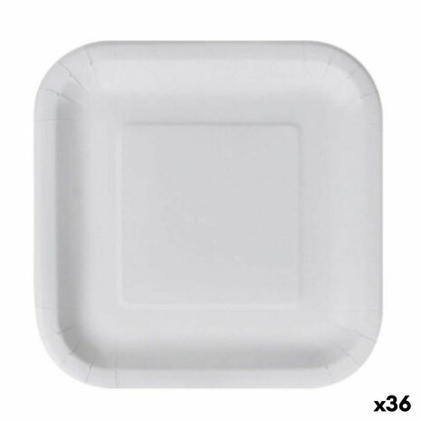 Bordenset Algon Wegwerp Wit Karton Vierkant 26 cm (36 Stuks) 1