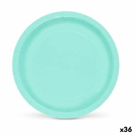Bordenset Algon Aquamarijn Wegwerp Karton 20 x 20 x 1,5 cm (36 Stuks) 1