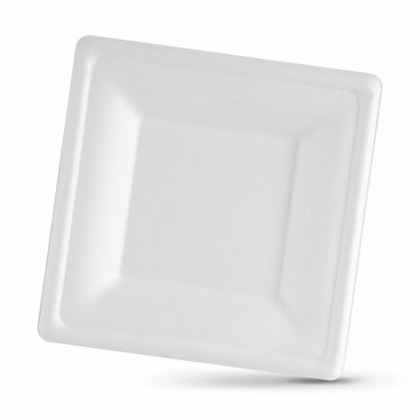Bordenset Algon Wegwerp Wit Suikerriet Vierkant 20 cm (24 Stuks) 2