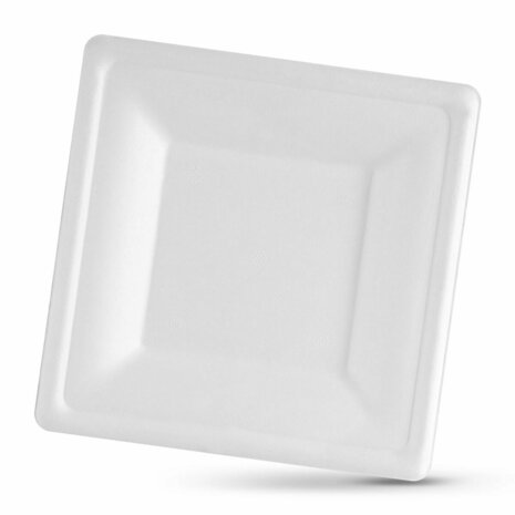 Bordenset Algon Wegwerp Wit Suikerriet Vierkant 26 cm (24 Stuks) 2
