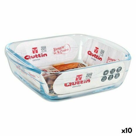 Ovenschaal Quttin 66603 1,1 L Glas Vierkant 1,1 L 19,7 x 16,8 x 5,6 cm (10 Stuks) 1
