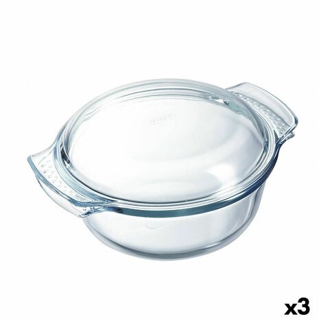 Ovenschaal Pyrex Classic Vidrio Transparant Glas 33 x 26 x 12 cm Met deksel (3 Stuks) 1