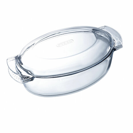 Ovenschaal Pyrex Classic Vidrio Transparant Glas Ovaalvormig 39 x 23 x 15 cm Met deksel (3 Stuks) 2