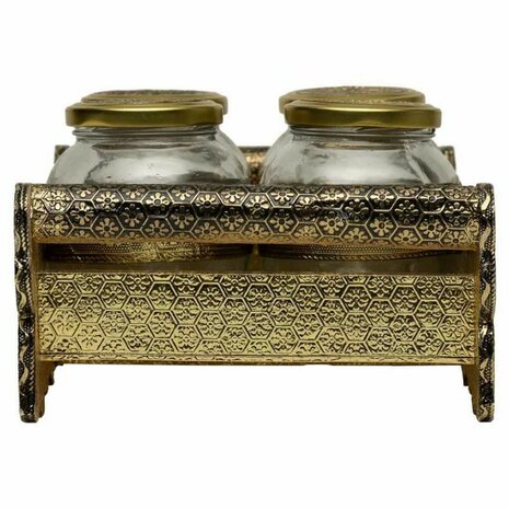 Dienblad Alexandra House Living Gouden Glas Aluminium Hout MDF 13 x 6 x 25 cm 2