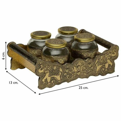 Dienblad Alexandra House Living Gouden Glas Aluminium Hout MDF 13 x 6 x 25 cm 4