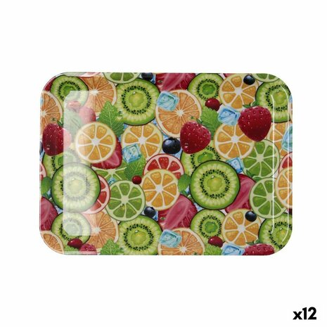 Ontbijtdienblad Quid Habitat Multicolour Plastic 32 x 23 x 1,7 cm Met handvatten Vruchten (12 Stuks) 1