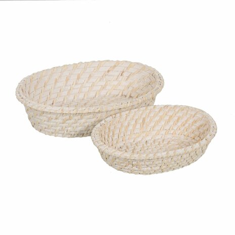 Dienblad Wit Bamboe Rotan 29 x 22 x 7 cm (2 Stuks) 1