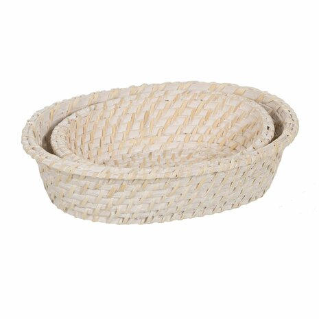 Dienblad Wit Bamboe Rotan 29 x 22 x 7 cm (2 Stuks) 2
