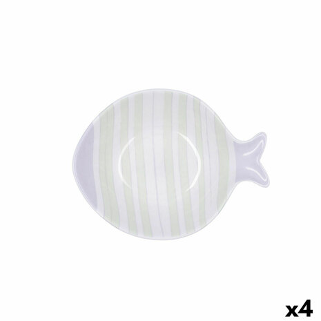 Kom Quid Kaleido Tweekleurig Keramisch Vis 15 x 13 x 4 cm (4 Stuks) 1