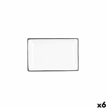 Snackdienblad Quid Gastro Wit Zwart Keramisch 20 x 13 x 2 cm (6 Stuks) 1