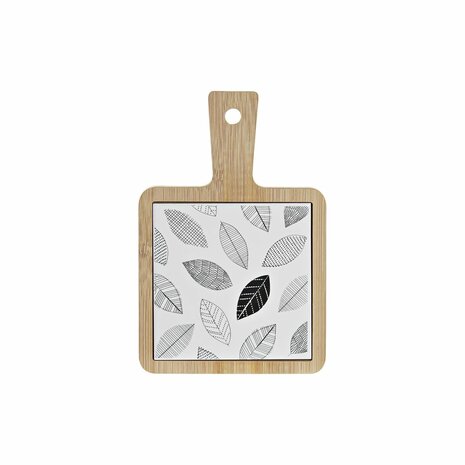 Snackdienblad DKD Home Decor Wit/Zwart Bamboe Keramiek Lakens Cottage 18 x 12 x 1 cm 1